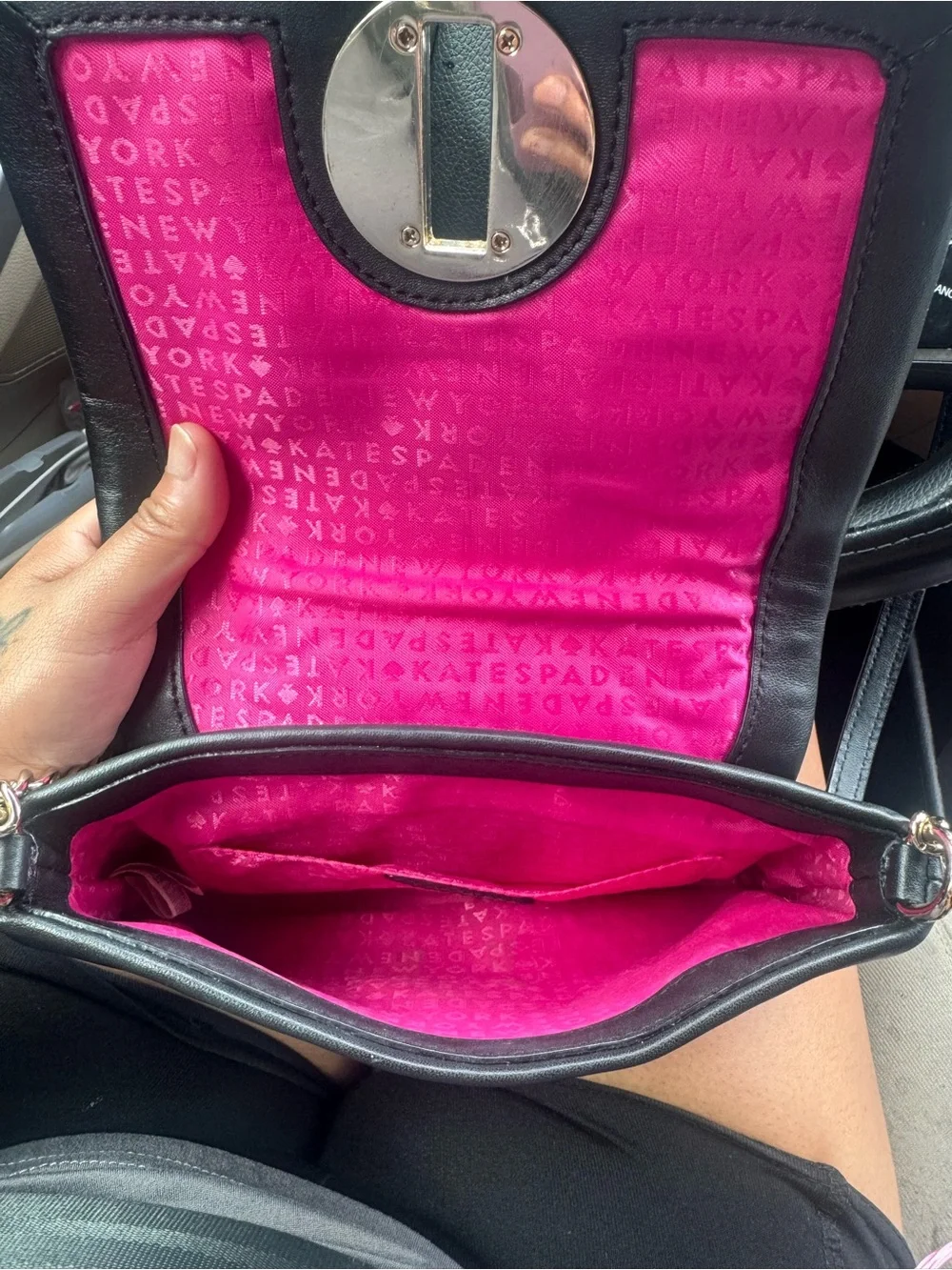 kate spade Black Quilted Crossbody with Silver-Tone Turn Lock
